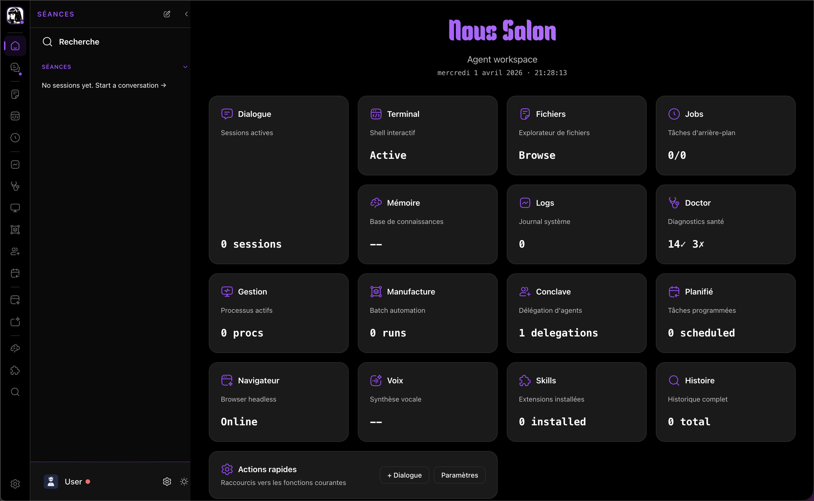 Nous Salon dashboard